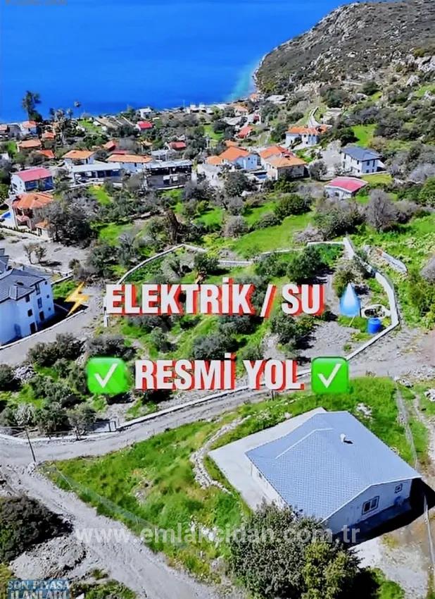 Im Dorf Söğüt mit Blick auf die Insel Simi und das Meer, Ökologischer Tourismus, bebaubare 2100 m2 Land