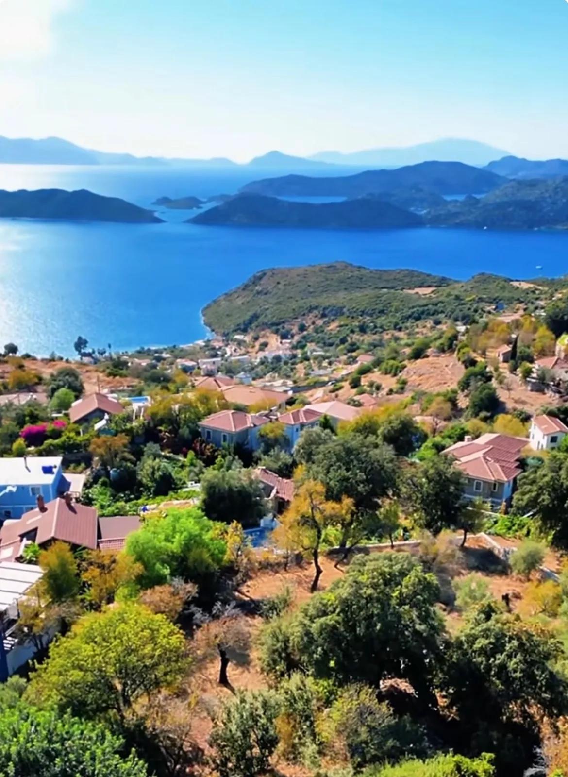 Village of Söğüt with Simi Island and sea view ecological tourism titled 2100 m2 land