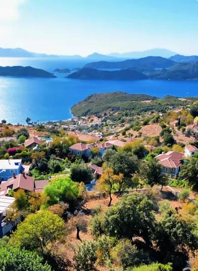 Village of Söğüt with Simi Island and sea view ecological tourism titled 2100 m2 land