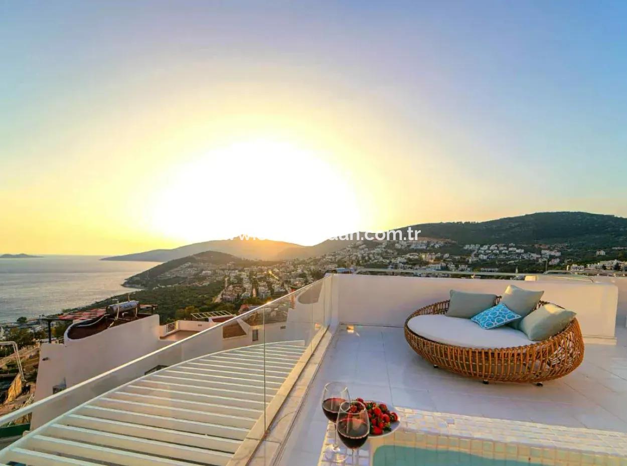 A Detached Villa For Sale With A Magnificent Sea View Swimming Pool In Kalkan Is A Custom-Made Villa