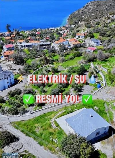 Söğüt köyünde Simi adası ve deniz manzaralı ekolojik turizm İmarlı 2100 m2 tarla