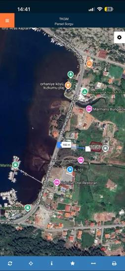 Marmaris Orhaniye mahallesinde denize 100 metre müstakil 1250 m2 acil satılık tarla
